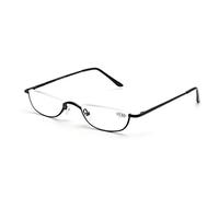 Inlefen Reading Glasses Spring Hinges Unisex Half Moon Half Frame Slim Reading Glasses Vintage Metal Semi Rimless Eyewea (Black +3.50)