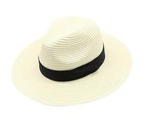 Inlefen Women's Panama Hat, Foldable Roll up Floppy Straw Hat for Men and Women, UPF50 + Summer Beach Sun Cap with Large Brim Milky White