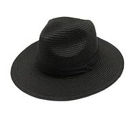 Inlefen Women's Panama Hat, Foldable Roll up Floppy Straw Hat for Men and Women, UPF50 + Summer Beach Sun Cap with Large Brim Black