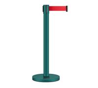inless Steel Ber Post with Rubber Base Retractable Red Safe Tape Crowd Control System for Queuing in Stores Green Color Ideal for Events and Retail Use
