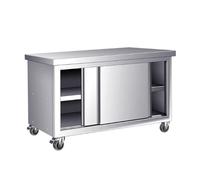 inless Steel Commercial Kitchen Prep Table with Cabinet, Heavy Du Work Table, 2 Sliding Doors, Sto for Reurant, Home, Hotel, Ga, Laundry (80 * 40)