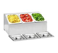 inless Steel Gastronorm Container Holder with 3 GN 1/6 Pans - Food Sto Solut for Reurants, Catering & Buffets - Model 51220