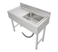 inless Steel Kitchen Sink 100x50cm Silver with Splash Guard & Shelf Ideal for Culinary Use Laundry Reurant & Easy to Clean