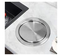 inless Steel Round Drop-in Trash Chute with Flip Top Lid - Countertop Waste Can for Kitchen, Recessed Garba Bin (Silver, 18-19cm Opening) - Slish & Space-Saving Solut