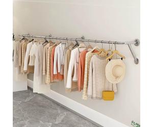 inless Steel Wall-Mounted Clothes Bar Rack Versatile Boutique Garment Display nd Commercial Coat Hanr Multi-Purpose Bedroom Towel & Clothing Rod