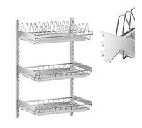 inless Steel Wall-Mounted Dish Drainer Rack - Space-Saving Drying Rack for Bowls Plates Cups Cutlery & Wine ses - Kitchen Sink with Draining Board
