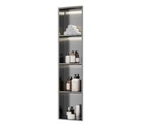 inless Steel Wall-Mounted Shower with LED Light, Built-In Sto Shelf for Bathroom, No Tiling Required (Gray, 120 x 28 x 12.5 cm)