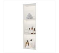 inless Steel Wall Shower with LED Light, Built-in Sto Shelf for Bathroom, No Tile Required (White, 90 x 28 x 12.5 cm) - Modern Design & Space-Saving Solut