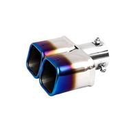 Inlet 76mm Universal Square Double Exhaust Tips For 1.75-2.75 Inch Tailpipe Stainless Steel Car Exhaust Muffler AZHEYC(Blue Straight)