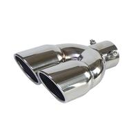 Inlet Dual Twin Tip Racing Exhaust Pipe 1PCS Car Rear Exhaust Tip Stainless Steel Muffler Tail Pipe Universal Nozzle Trim Modified Dual Outlet(Silver)