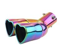 Inlet Dual Twin Tip Racing Exhaust Pipe 2.5in Heart Shape Exhaust Tip Polished Stainless Steel Muffler Pipe With Decorative Edge Trim For Auto Parts(Curved color)