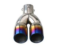 Inlet Dual Twin Tip Racing Exhaust Pipe 63mm Universal Car Exhaust Pipe Inlet Double-Barrel Rear Tip Tail Thickened Stainless Steel Accessories Muffler Outlet(Blue Straight)