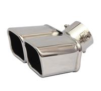 Inlet Dual Twin Tip Racing Exhaust Pipe 76mm Auto Muffler Silencer Dual Outlet Car Exhaust Tip Stainless Steel Slant Rolled Edge Blue/Silver(C-Bend)