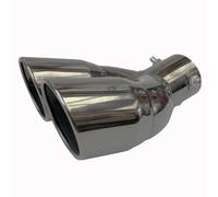 Inlet Dual Twin Tip Racing Exhaust Pipe Car Bent Dual Exhaust Tip Bolt-on Slant Cut Tailpipe Muffler 63/76MM Black Titanium Plated Stainless Steel(63mmX76mmX205mm)