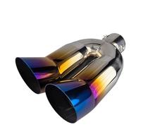 Inlet Dual Twin Tip Racing Exhaust Pipe Car Exhaust Pipe Universal Dual Outlet Muffler Tip Stainless Steel Chrome Rear Tail Throat(MULTI)