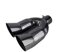 Inlet Dual Twin Tip Racing Exhaust Pipe Car Exhaust Pipe Universal Dual Outlet Muffler Tip Stainless Steel Chrome Rear Tail Throat(Blackone)