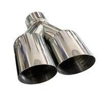 Inlet Dual Twin Tip Racing Exhaust Pipe Double Exhaust Tip Stainless Steel Straight Edge Polished Silver Welding Muffler Tail Pipe(R 63MM IN 101MM OUT)