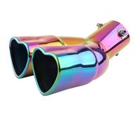 Inlet Dual Twin Tip Racing Exhaust Pipe Stainless Tailpipe Thicken Exhaust Heart Car Double Tips Shape Love Tail Throat Fashion Decoration(Colorful curl)