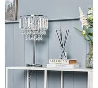 Inlight Sobra Tiered Round Polished Satin Clear Chrome Effect Table Lamp