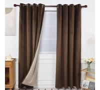 INLINAS 52W x 84L Inch Velvet Blackout Curtain - Luxurious Softness with Light Control, Thermal Insulated, Noise Reduction, Energy Saving Set of 2 Panels, Dark Coffee