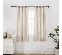 INLINAS Beige Blackout Curtains with Sheer Overlay - Grommet Top Thermal and Noise Reduction Panels for Bedroom and Living Room Light Blocking and Energy Saving, 52 x 63 Inches, Set of 2