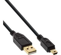 InLine 1.5 m USB Cable USB A Mini-USB B Black - USB Cables (1.5 m, USB A, Mini-USB B, 2.0, Male Connector/Male Connector, Black)