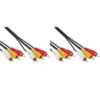 InLine 1.5m 3x RCA Male to Male AV Cable (Pack of 2)