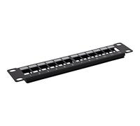 Inline 10 Inch Empty Panel 12-Way for Keystone Modules, 1U Patch Panel for Network Cabling, Metal Black, 10 Inch Network Distributor, 10112A