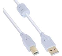InLine 10m USB 2.0 A to B Cable White/Gold with Ferrite Core - Compatible with Printers