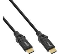 InLine 17055W HDMI Cable HDMI High Speed with Ethernet, Male/Male, Male Contacts, Black, Flexible Angled Connectors, 0.5 m