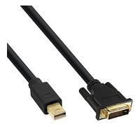 InLine 17224 Mini DisplayPort to DVI Cable, Mini DisplayPort Male to DVI-D 24+1 Male, Black/Gold, 1.5 m