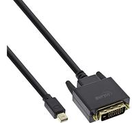 InLine 17226 Mini DisplayPort to DVI Cable, Mini DisplayPort Male to DVI-D 24+1 Male, Black/Gold, 0.5 m