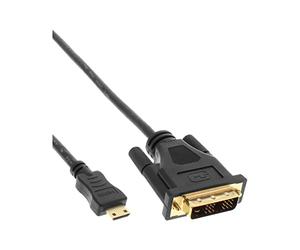InLine 17472P Mini HDMI C Male to DVI 18 + 1 Cable 2 m Black with Gold-Plated Contacts