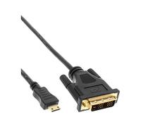InLine 17474P Mini HDMI C Male to DVI 18 + 1 Cable 0.5 m Black with Gold-Plated Contacts