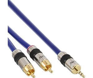 InLine 20m Premium 2x RCA Male to 3.5mm Male Audio Cable with Golden Contacts