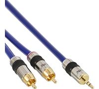 InLine® 25m Premium 2x RCA Male to 3.5mm Male Audio Cable with Golden Contacts