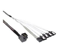InLine® 27631 A Mini SAS HD SFF-8643 to 4x SATA angled Cable with Side Band, 0.5 m
