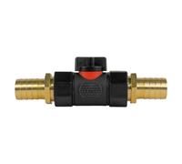 Inline 3/4" Bspf Soft Turn Shut Off Valve With 2 X 19mm Brass Hose Connectors Black Kit