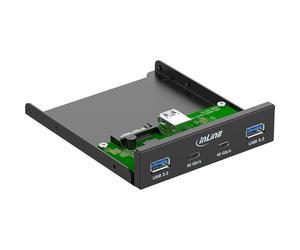 Inline 3.5 Inch USB Front Panel with 2 x USB-A 3.2 Gen2 and 2 x USB-C 3.2 Gen2, 10 Gb/s, Metal Housing for Desktop PC, Installation Panel, 33456C