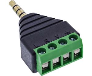 Inline 3.5 mm Jack 4-Pin to Terminal Block Adapter for Stereo and Microphone, Audio Screw Clamp DIY AV Repair Prototyping, 92504J