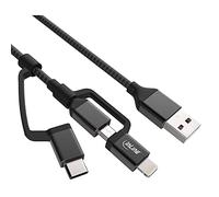 InLine 31415S 3-in-1 USB Cable, Micro USB, Lightning, USB Type-C, Black/Aluminium, 1.5 m