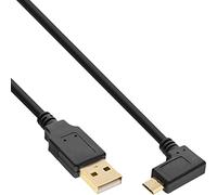InLine 31710T Micro-USB 2.0 Cable, USB-A Male to Micro-B Male Angled Gold-Plated Contacts, 1 m