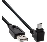 InLine 34110 USB 2.0 Mini Cable USB-A Male to Mini USB-B Male 5-Pin90° Angled Connector Black 1 m