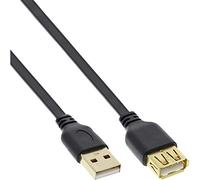 InLine 34620F 2m USB A Male to USB A Female Black Cable - USB Cable (2m, Black, Gold-Plated, Compatible with USB 2.0 and above, Data Transfer)