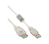 InLine 34650Q USB 2.0 Extension Cable with Ferrite Core, Male to Female, Type A, 0.5 m, Clear