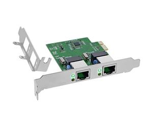 InLine 51128K Dual Gigabit Network Card with 2X RJ45 PCIe x1 with Low Profile Slot Bracket VLAN Jumbo Frames Energy Efficient