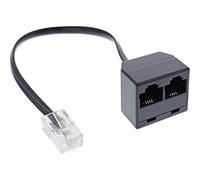 InLine® 69933B ISDN distributor 1 x RJ45 (8P4C) Male to 2x RJ45 Female, with 15 cm Cable, without terminal resistance