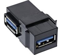 InLine 76202K USB 3.0 Keystone Snap-in Insert, USB-A Female/Female, Angled Black