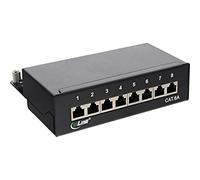 InLine 76808A Flat Patch Panel Cat.6A 8-Way Mounting on Top Hat Rail (TS35) Black RAL9005