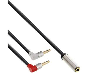 InLine 99251 Slim Audio Headphones Aeroplane Adaptor Cable 2x 3.5 mm Jack ST to 3.5 mm Jack Female 3-Pin 0.15 m